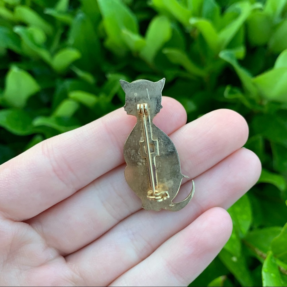 Vintage Gold Color Cat Brooch Pin with “Debbie” - Picture 4 of 7